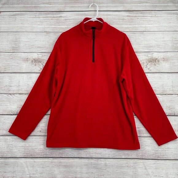 Apple Employee Embroidered Logo Fleece‎ 1/4 Zip Pullover Women's L Red - Picture 1 of 9